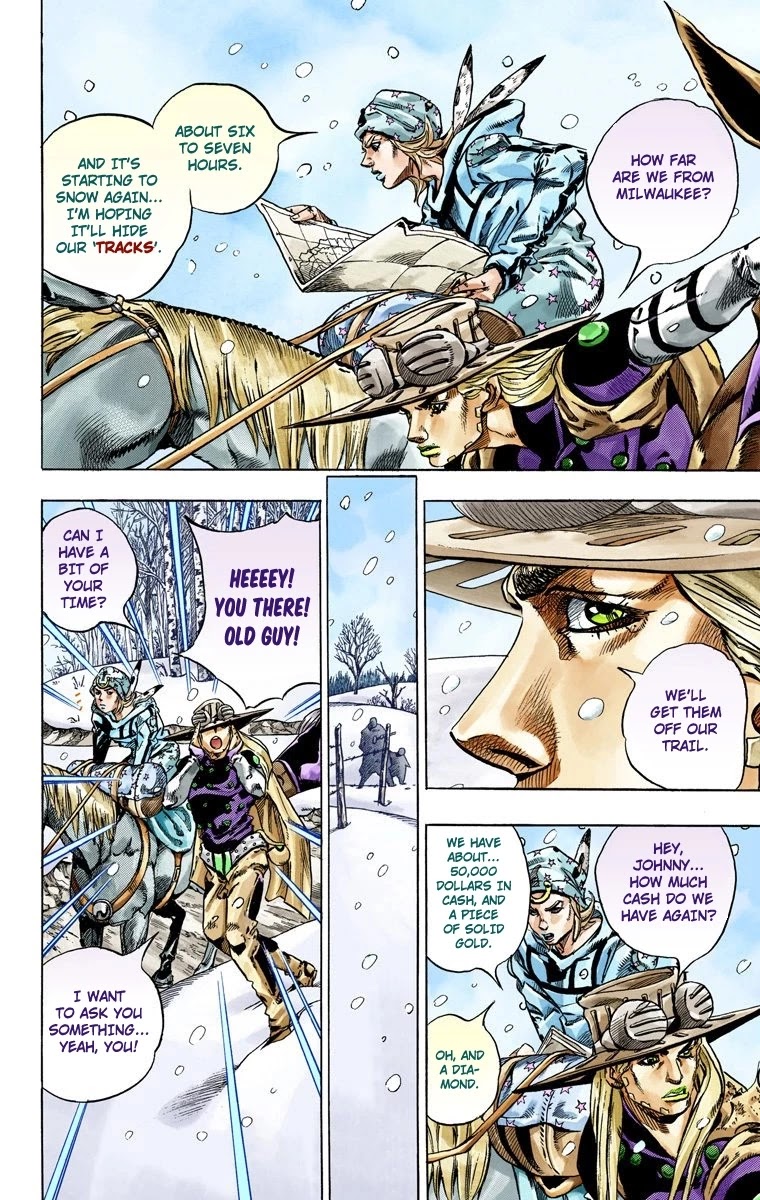 JoJo's Bizarre Adventure Part 7 - Steel Ball Run (Official Colored) Chapter 46 page 5 - Chapter 46: The Promised Land- Sugar Mountain Part 2