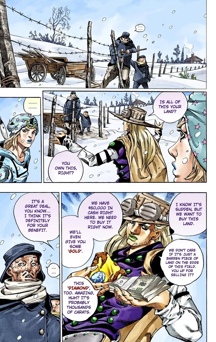 JoJo's Bizarre Adventure Part 7 - Steel Ball Run (Official Colored) Chapter 46 page 6 - Chapter 46: The Promised Land- Sugar Mountain Part 2