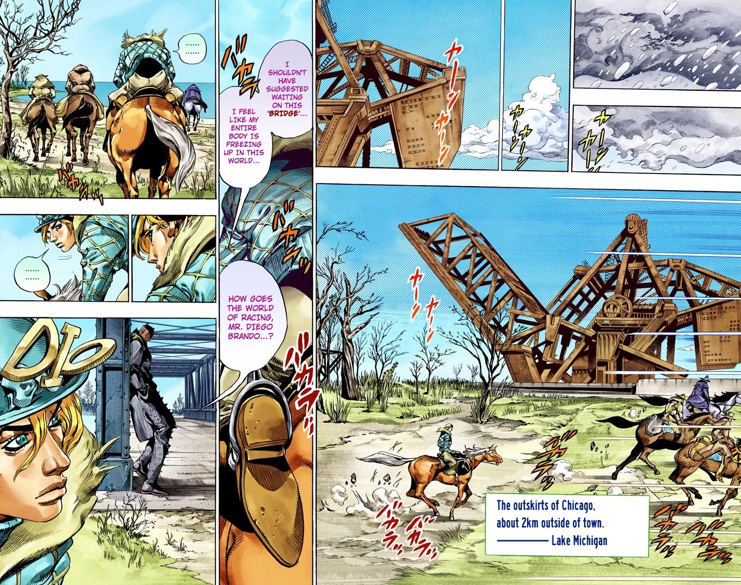 JoJo's Bizarre Adventure Part 7 - Steel Ball Run (Official Colored) Chapter 48 page 23 - Chapter 48: Tubular Bells Part 1