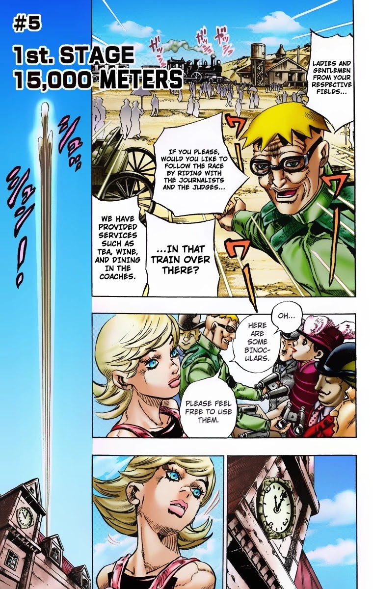JoJo's Bizarre Adventure Part 7 - Steel Ball Run (Official Colored) Chapter 5 page 2 - Chapter 5: 1st Stage 15,000 Meters