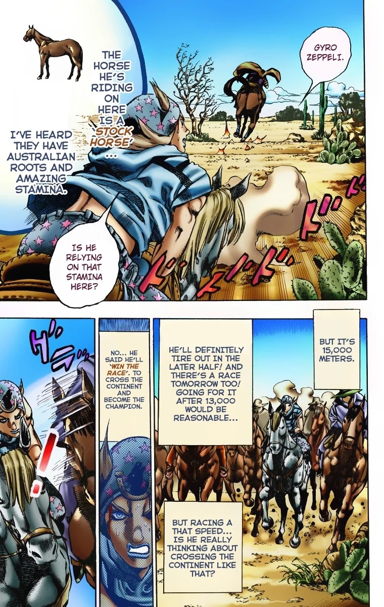 JoJo's Bizarre Adventure Part 7 - Steel Ball Run (Official Colored) Chapter 5 page 9 - Chapter 5: 1st Stage 15,000 Meters