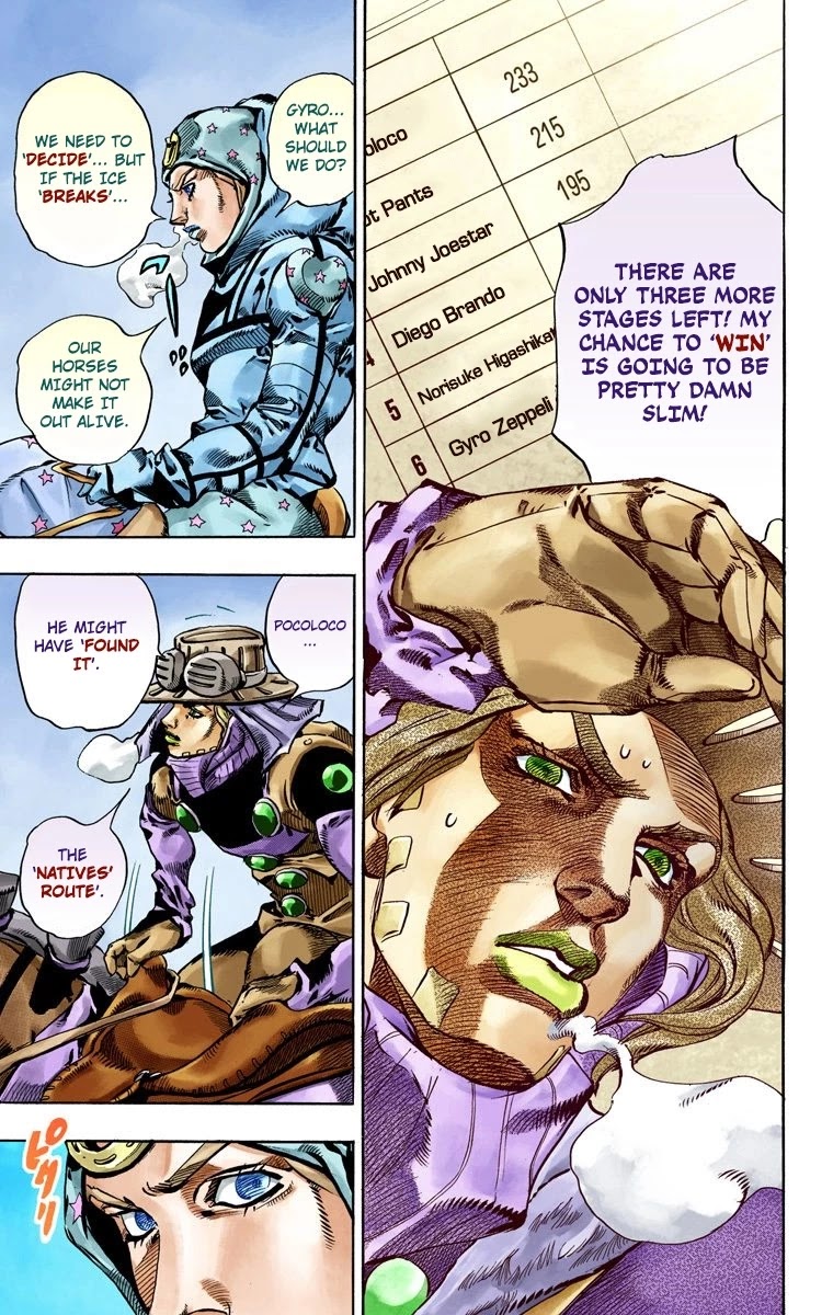 JoJo's Bizarre Adventure Part 7 - Steel Ball Run (Official Colored) Chapter 51 page 36 - Chapter 51: Wrecking Ball Part 1