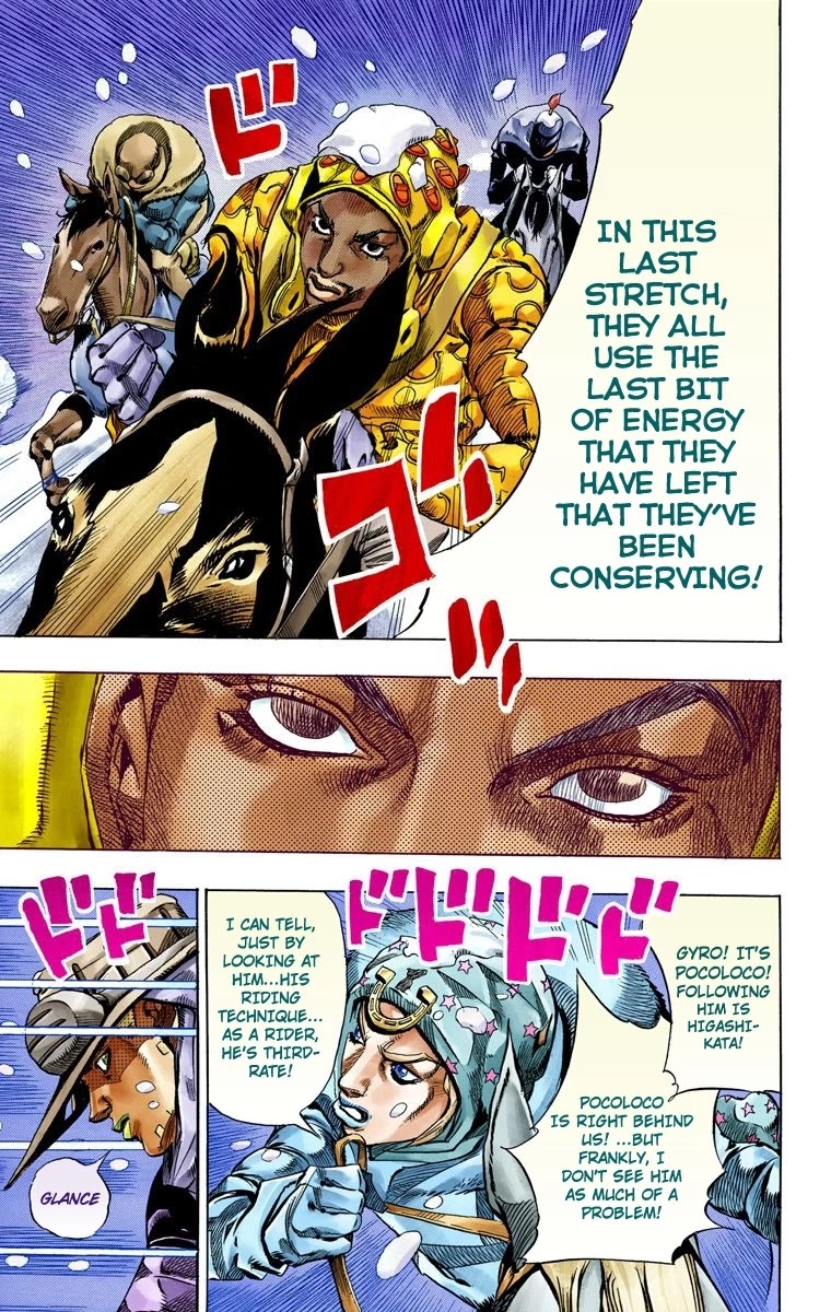 JoJo's Bizarre Adventure Part 7 - Steel Ball Run (Official Colored) Chapter 55 page 11 - Chapter 55: Qualifications for the Victor