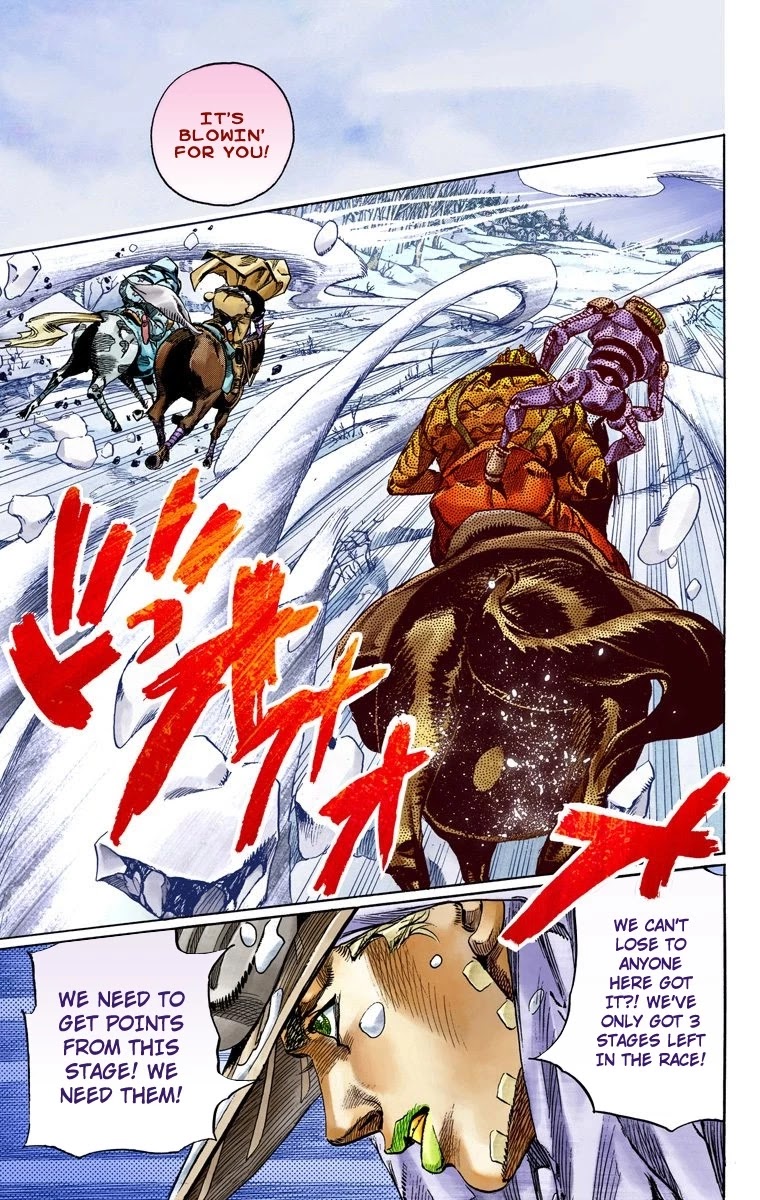 JoJo's Bizarre Adventure Part 7 - Steel Ball Run (Official Colored) Chapter 55 page 14 - Chapter 55: Qualifications for the Victor