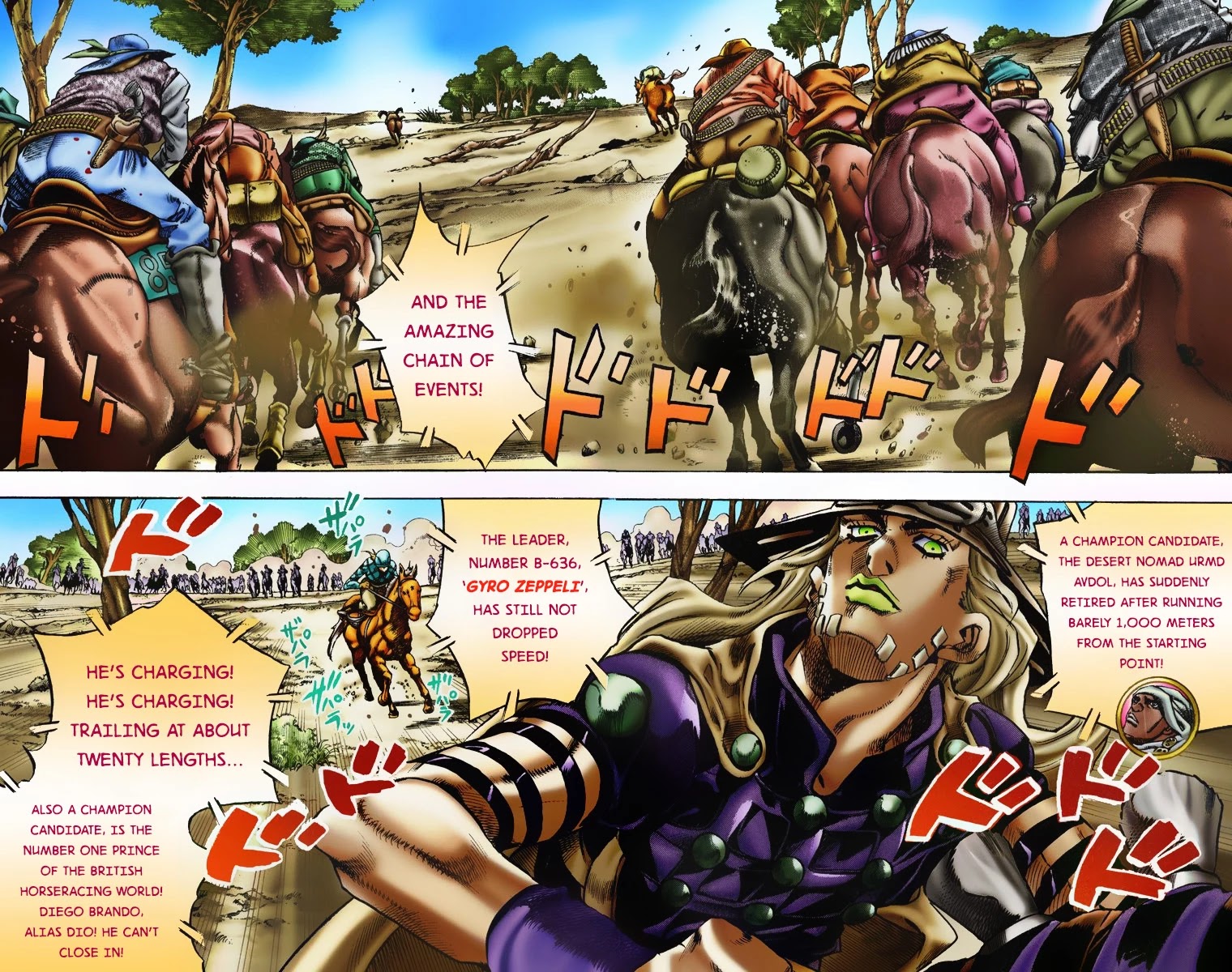 JoJo's Bizarre Adventure Part 7 - Steel Ball Run (Official Colored) Chapter 6 page 4 - Chapter 6: The Dried-up River - Diego Brando