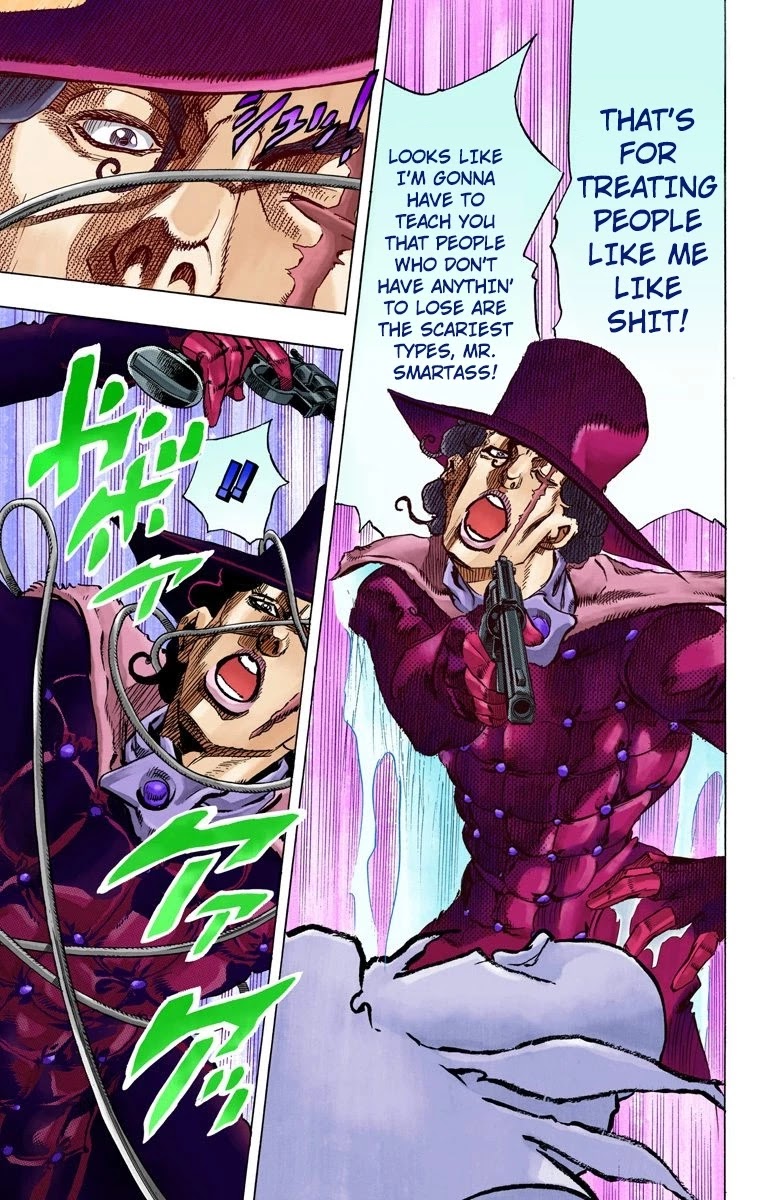 JoJo's Bizarre Adventure Part 7 - Steel Ball Run (Official Colored) Chapter 62 page 44 - Chapter 62: Dirty Deeds Done Dirt Cheap