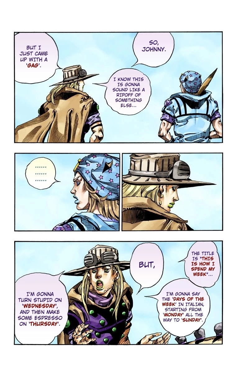 JoJo's Bizarre Adventure Part 7 - Steel Ball Run (Official Colored) Chapter 63 page 3 - Chapter 63: 7 Days in a Week