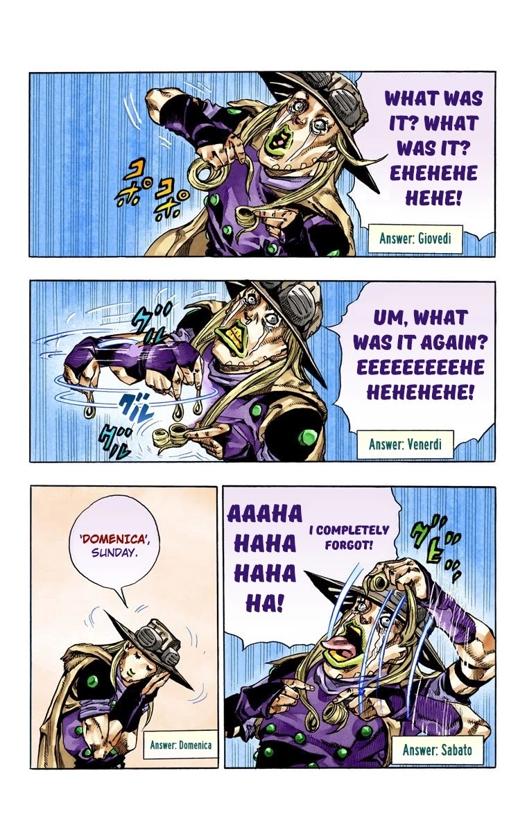 JoJo's Bizarre Adventure Part 7 - Steel Ball Run (Official Colored) Chapter 63 page 5 - Chapter 63: 7 Days in a Week