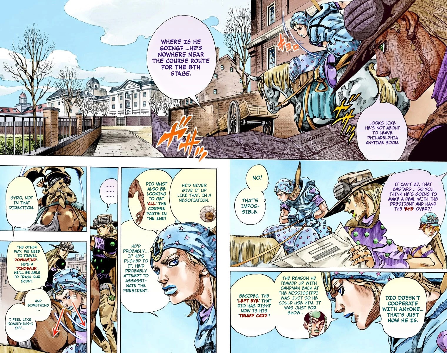 JoJo's Bizarre Adventure Part 7 - Steel Ball Run (Official Colored) Chapter 64 page 8 - Chapter 64: Chocolate Disco Part 1