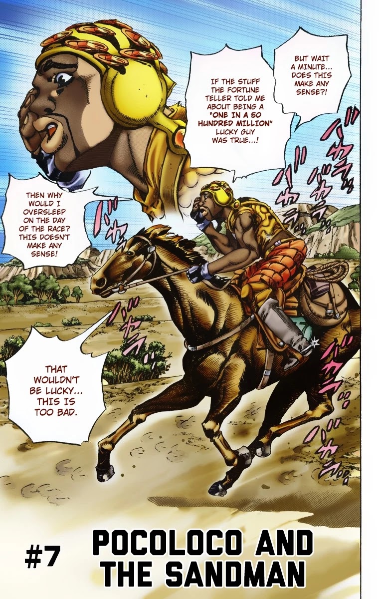 JoJo's Bizarre Adventure Part 7 - Steel Ball Run (Official Colored) Chapter 7 page 2 - Chapter 7: Pocoloco and Sandman