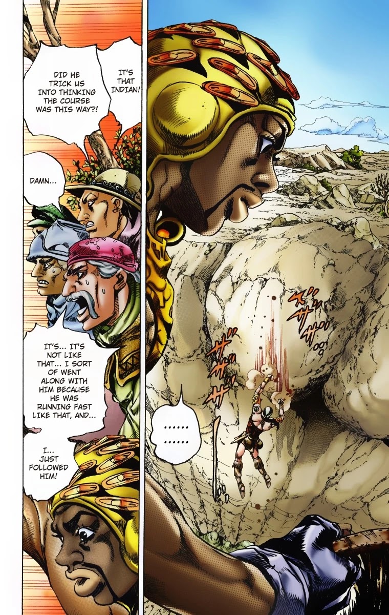 JoJo's Bizarre Adventure Part 7 - Steel Ball Run (Official Colored) Chapter 7 page 8 - Chapter 7: Pocoloco and Sandman