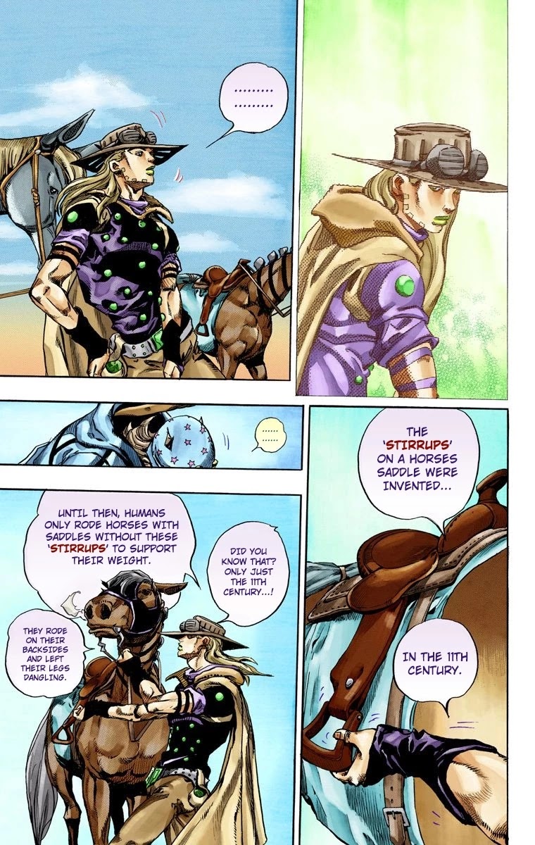 JoJo's Bizarre Adventure Part 7 - Steel Ball Run (Official Colored) Chapter 72 page 17 - Chapter 72: Ticket to Ride Part 2