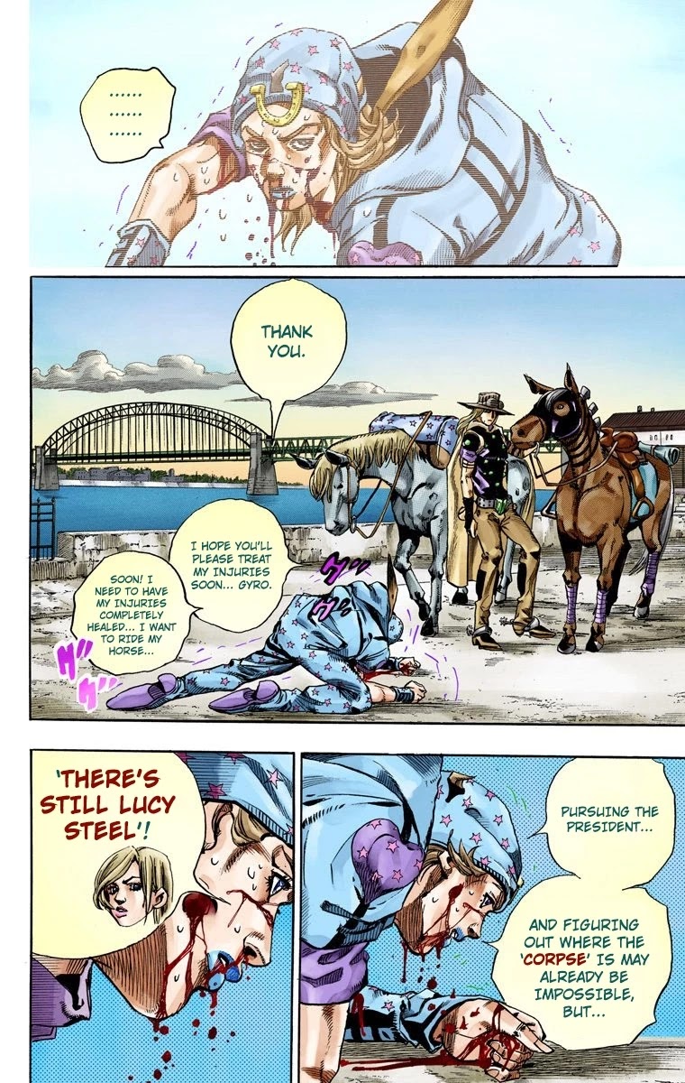 JoJo's Bizarre Adventure Part 7 - Steel Ball Run (Official Colored) Chapter 72 page 23 - Chapter 72: Ticket to Ride Part 2