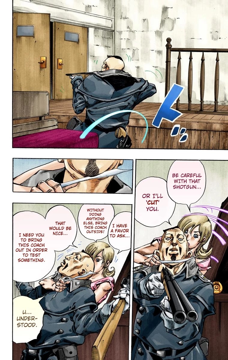 JoJo's Bizarre Adventure Part 7 - Steel Ball Run (Official Colored) Chapter 72 page 27 - Chapter 72: Ticket to Ride Part 2