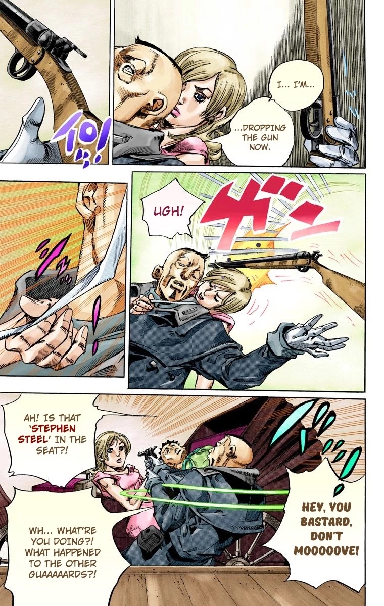 JoJo's Bizarre Adventure Part 7 - Steel Ball Run (Official Colored) Chapter 72 page 28 - Chapter 72: Ticket to Ride Part 2
