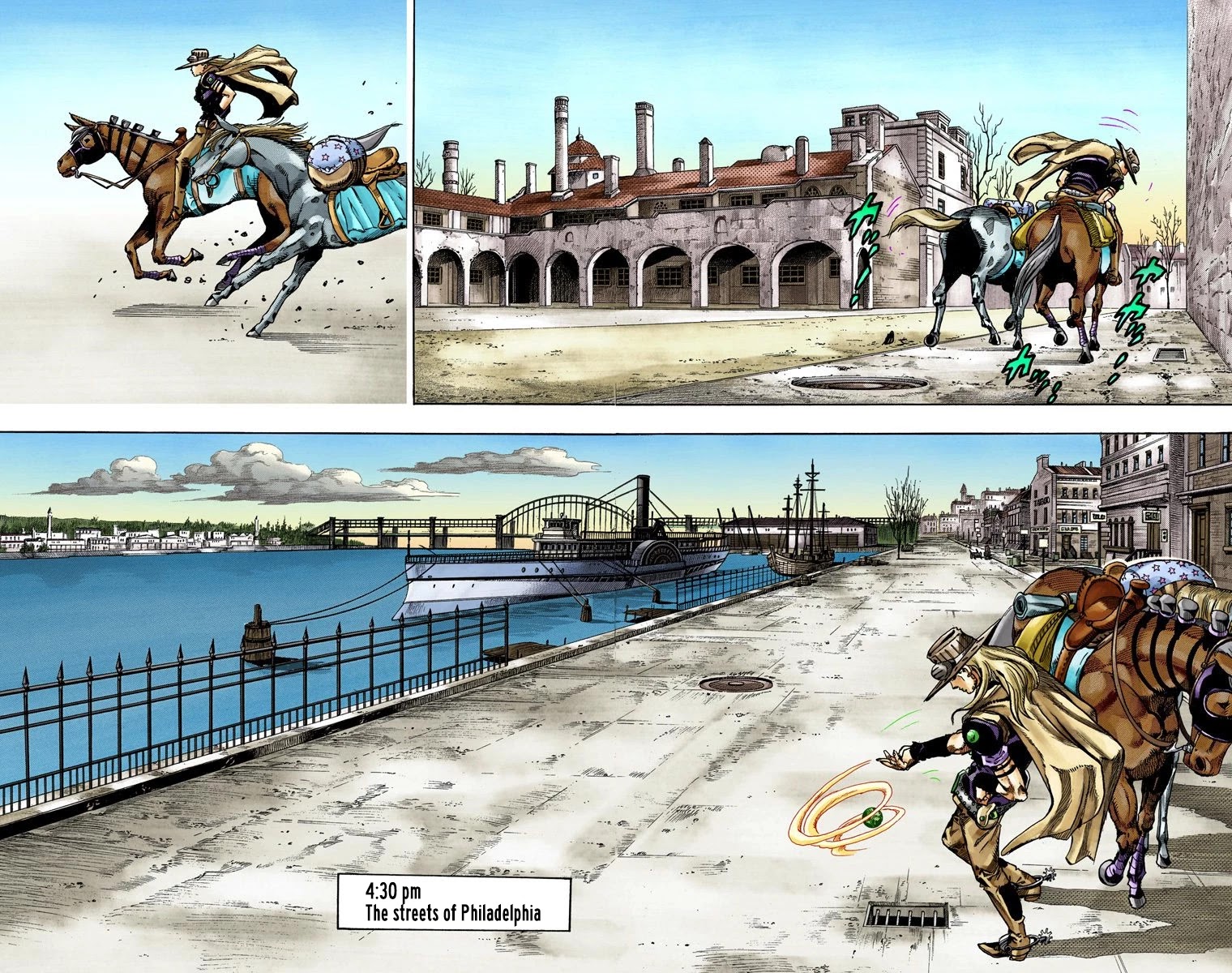 JoJo's Bizarre Adventure Part 7 - Steel Ball Run (Official Colored) Chapter 72 page 3 - Chapter 72: Ticket to Ride Part 2