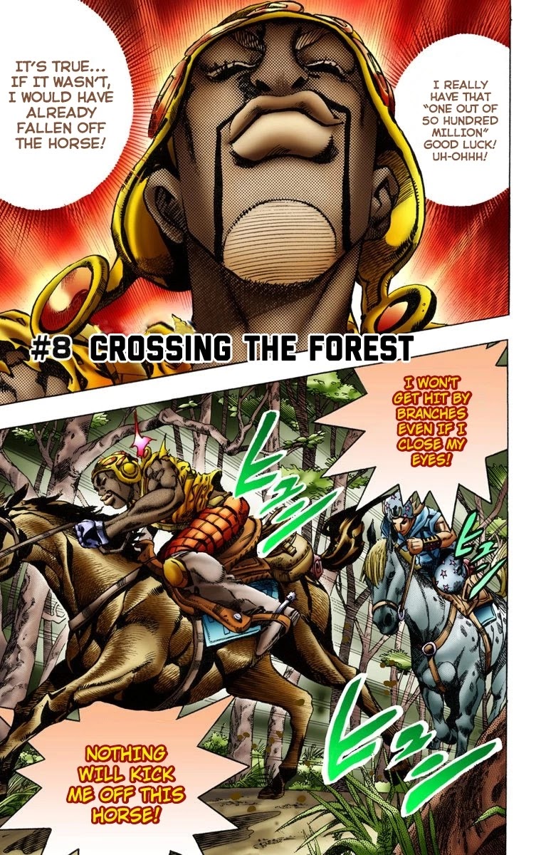 JoJo's Bizarre Adventure Part 7 - Steel Ball Run (Official Colored) Chapter 8 page 2 - Chapter 8: Crossing the Forest