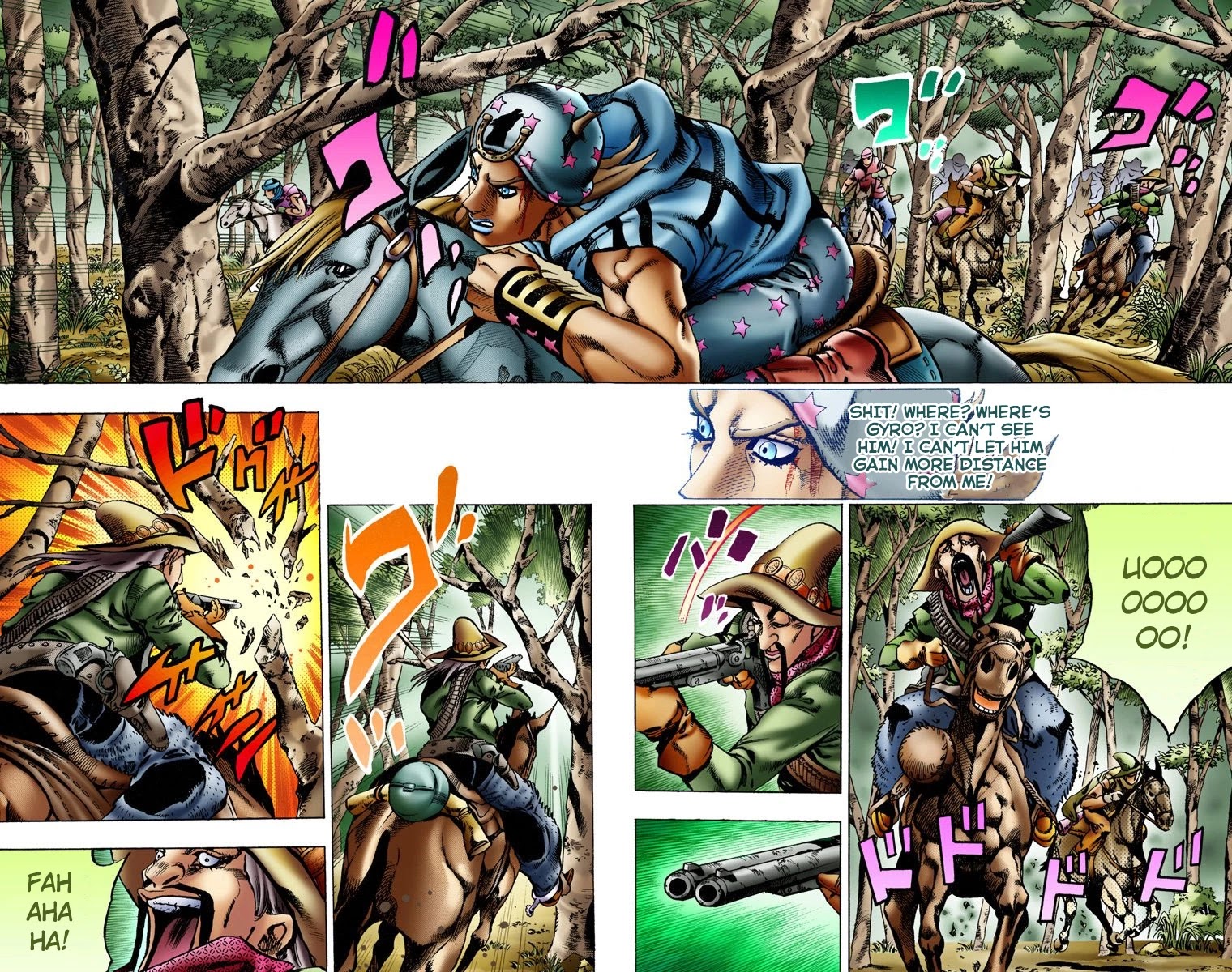 JoJo's Bizarre Adventure Part 7 - Steel Ball Run (Official Colored) Chapter 8 page 4 - Chapter 8: Crossing the Forest