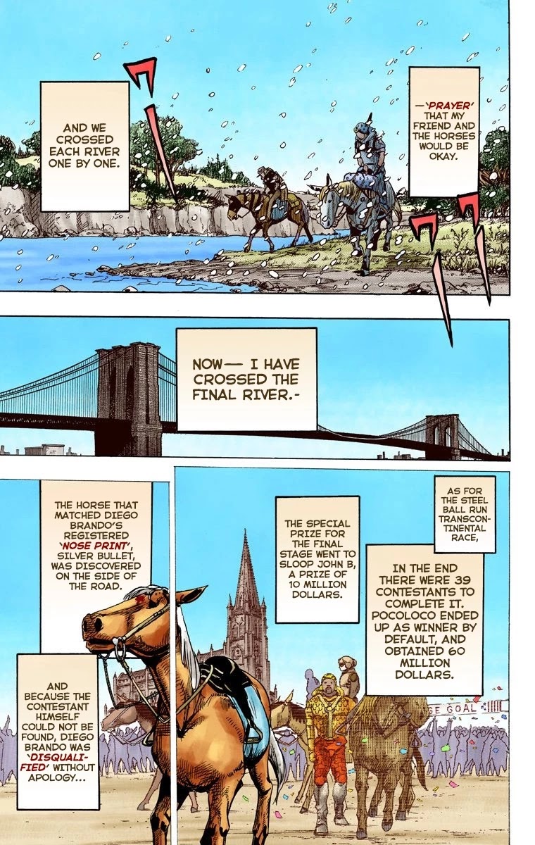 JoJo's Bizarre Adventure Part 7 - Steel Ball Run (Official Colored) Chapter 95 page 28 - Chapter 95: World of Stars and Stripes - Outro [END]