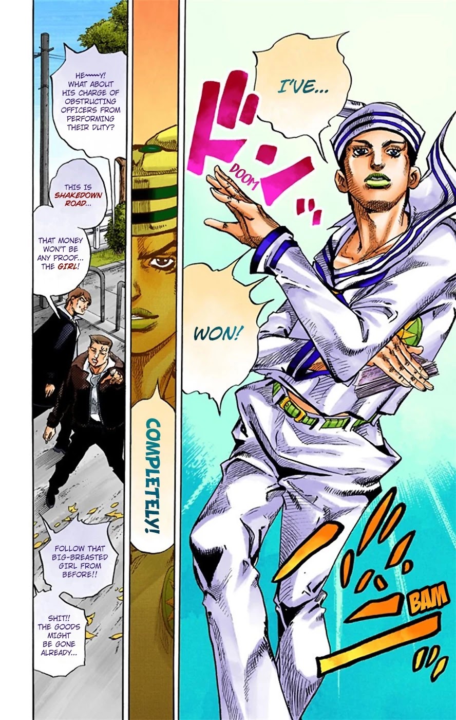 JoJo's Bizarre Adventure Part 8 - JoJolion (Official Colored) Chapter 21 page 23 - Chapter 21: Shakedown Road Part 4