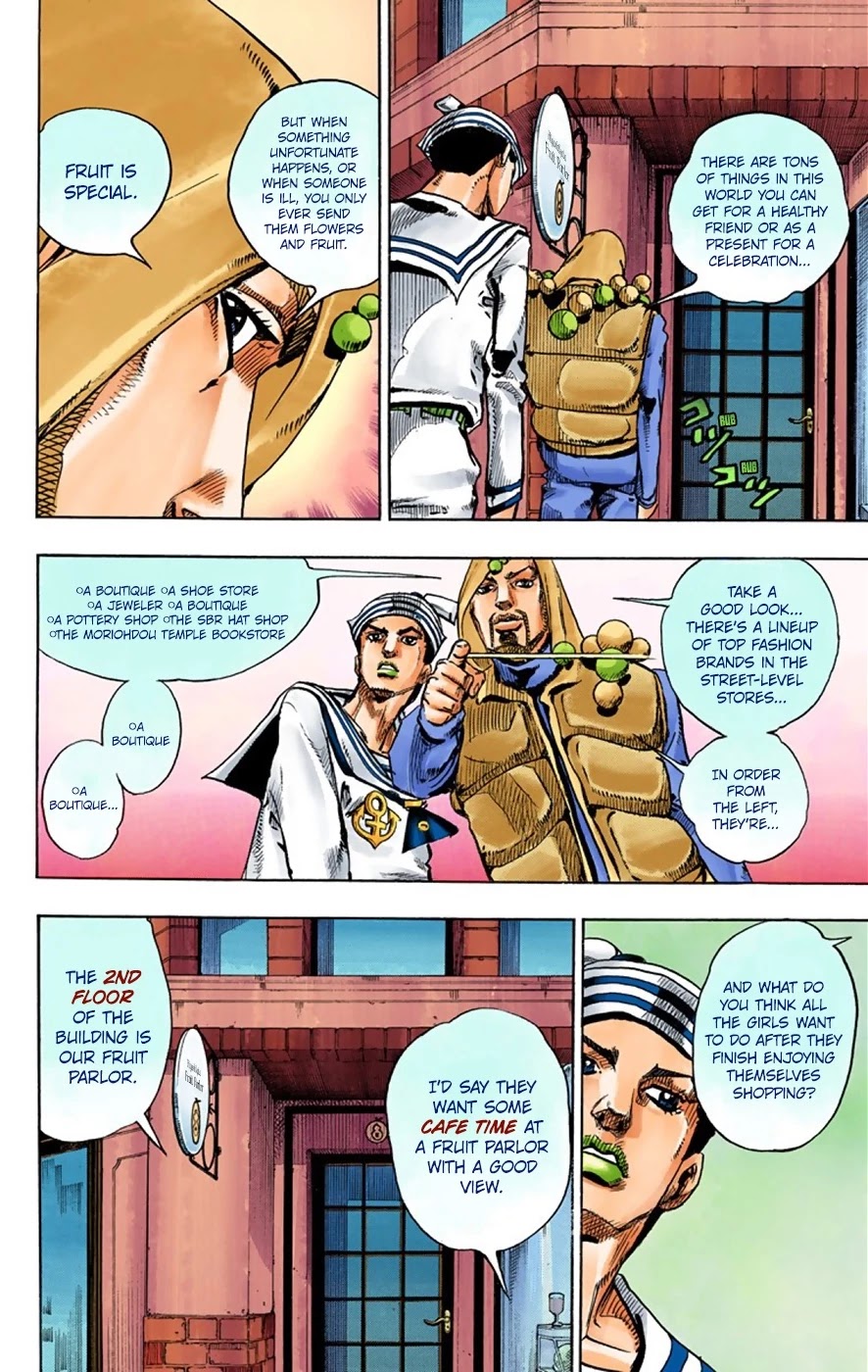 JoJo's Bizarre Adventure Part 8 - JoJolion (Official Colored) Chapter 33 page 27 - Chapter 33: Josuke! Go to the Higashikata Fruit Parlor!