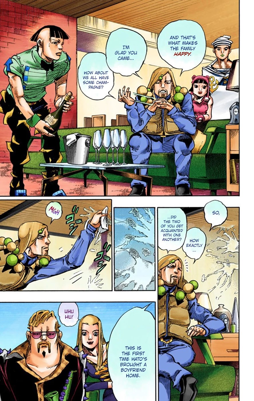 JoJo's Bizarre Adventure Part 8 - JoJolion (Official Colored) Chapter 48 page 4 - Chapter 48: Hato-chan Brought a Boyfriend Over Part 2