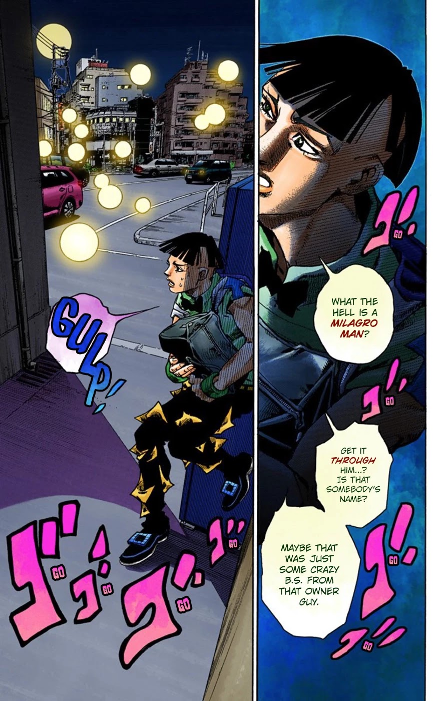 JoJo's Bizarre Adventure Part 8 - JoJolion (Official Colored) Chapter 56 page 45 - Chapter 56: Milagro Man Part 1