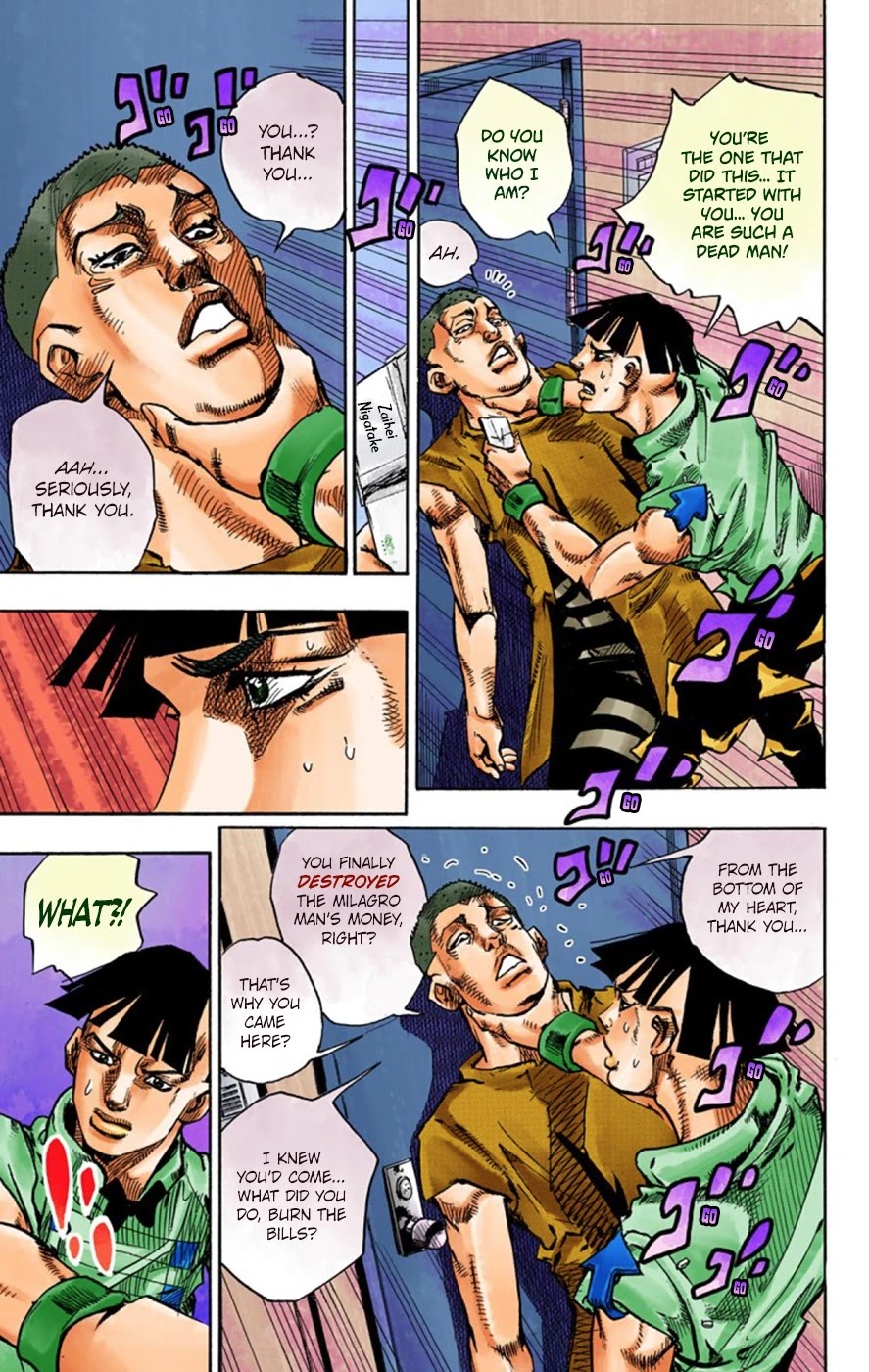 JoJo's Bizarre Adventure Part 8 - JoJolion (Official Colored) Chapter 57 page 32 - Chapter 57: Milagro Man Part 2