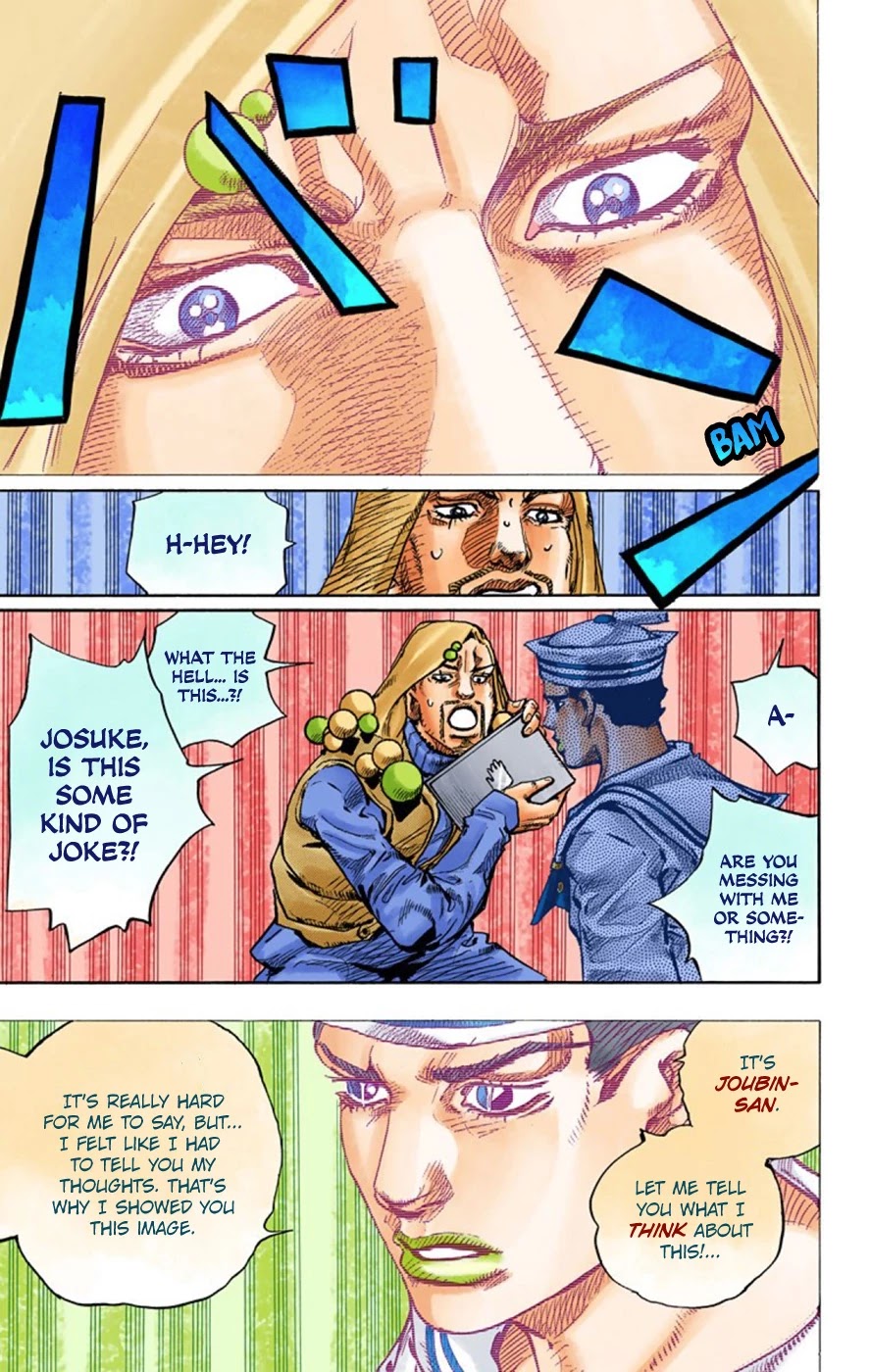JoJo's Bizarre Adventure Part 8 - JoJolion (Official Colored) Chapter 59 page 17 - Chapter 59: Dolomité's Blue Lagoon Part 1