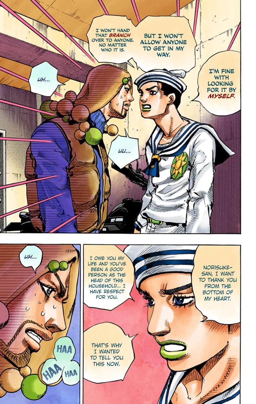 JoJo's Bizarre Adventure Part 8 - JoJolion (Official Colored) Chapter 59 page 21 - Chapter 59: Dolomité's Blue Lagoon Part 1