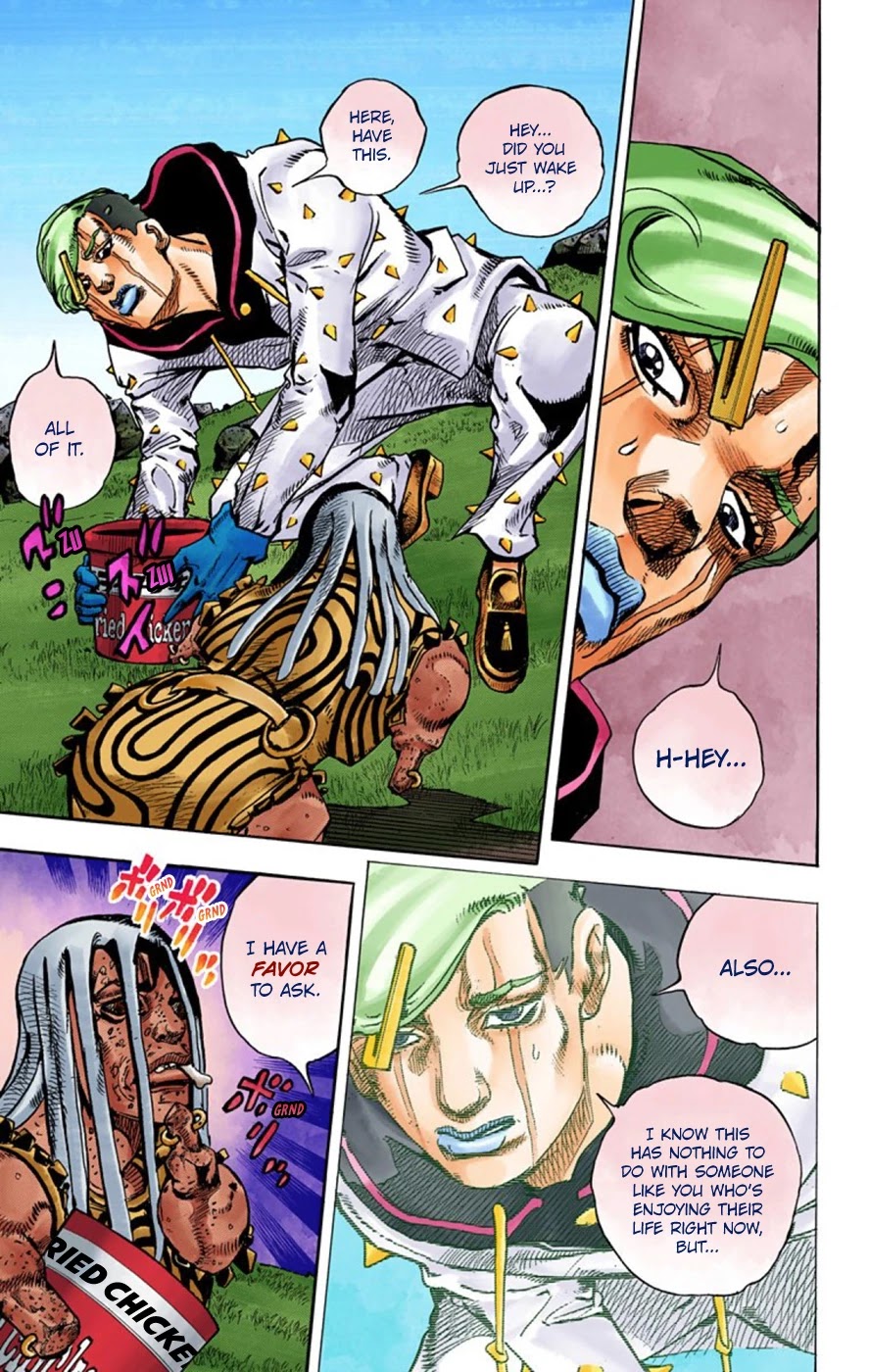 JoJo's Bizarre Adventure Part 8 - JoJolion (Official Colored) Chapter 59 page 37 - Chapter 59: Dolomité's Blue Lagoon Part 1
