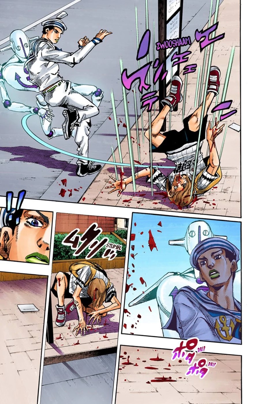 JoJo's Bizarre Adventure Part 8 - JoJolion (Official Colored) Chapter 60 page 21 - Chapter 60: Dolomité's Blue Lagoon Part 2
