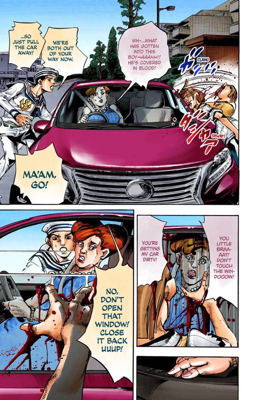 JoJo's Bizarre Adventure Part 8 - JoJolion (Official Colored) Chapter 60 page 27 - Chapter 60: Dolomité's Blue Lagoon Part 2