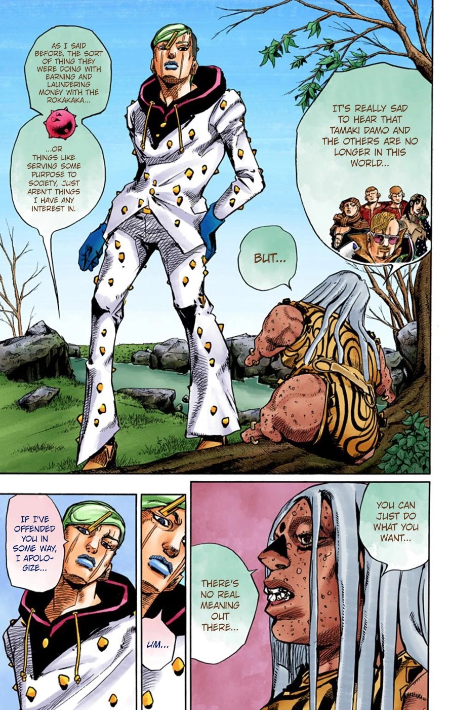 JoJo's Bizarre Adventure Part 8 - JoJolion (Official Colored) Chapter 60 page 9 - Chapter 60: Dolomité's Blue Lagoon Part 2