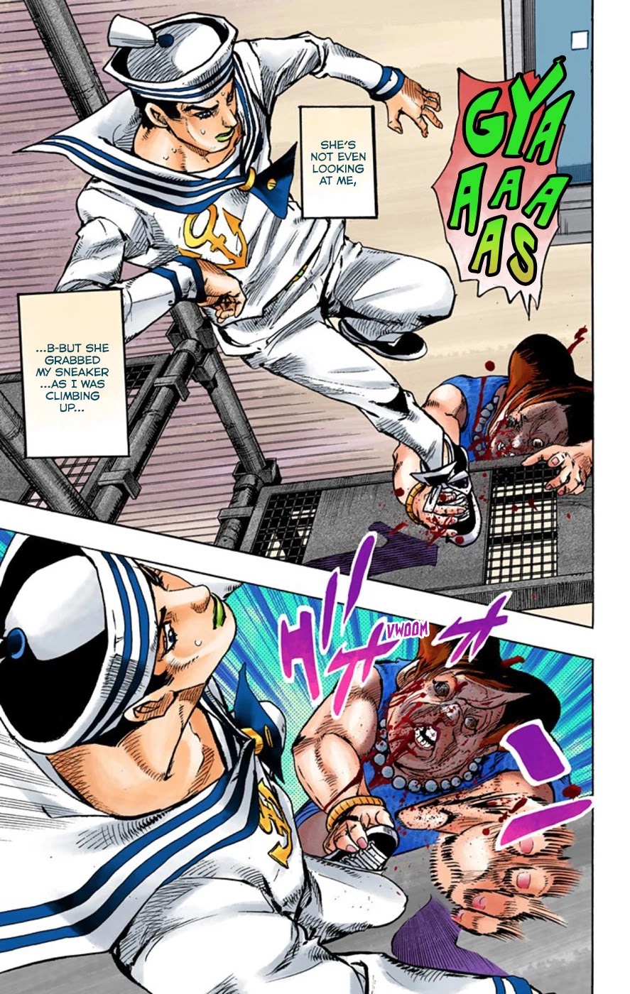 JoJo's Bizarre Adventure Part 8 - JoJolion (Official Colored) Chapter 61 page 22 - Chapter 61: Dolomité's Blue Lagoon Part 3