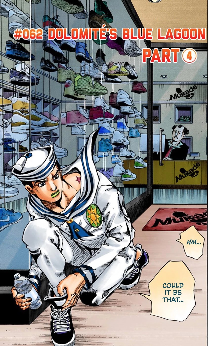 JoJo's Bizarre Adventure Part 8 - JoJolion (Official Colored) Chapter 62 page 1 - Chapter 62: Dolomité's Blue Lagoon Part 4