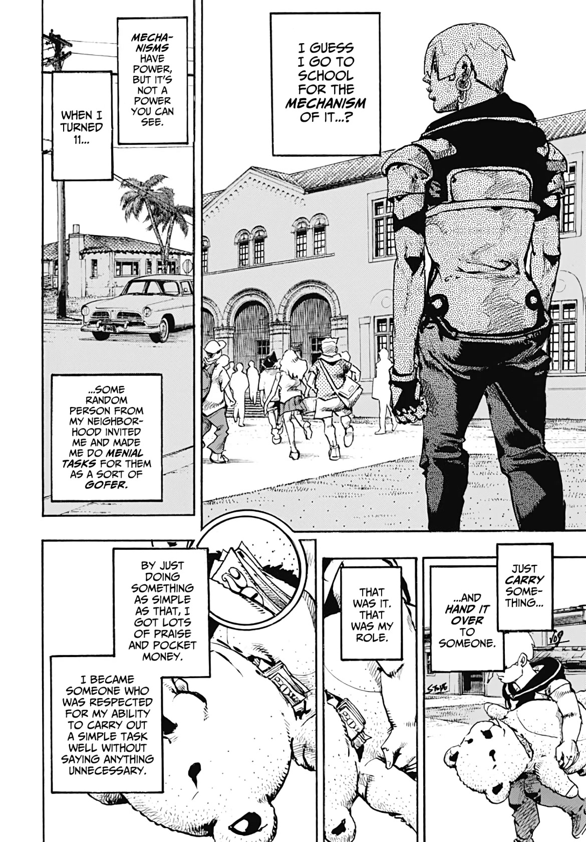 JoJo's Bizarre Adventure Part 9 - The JOJOLands Chapter 1 page 42 - Chapter 1: Mechanisms