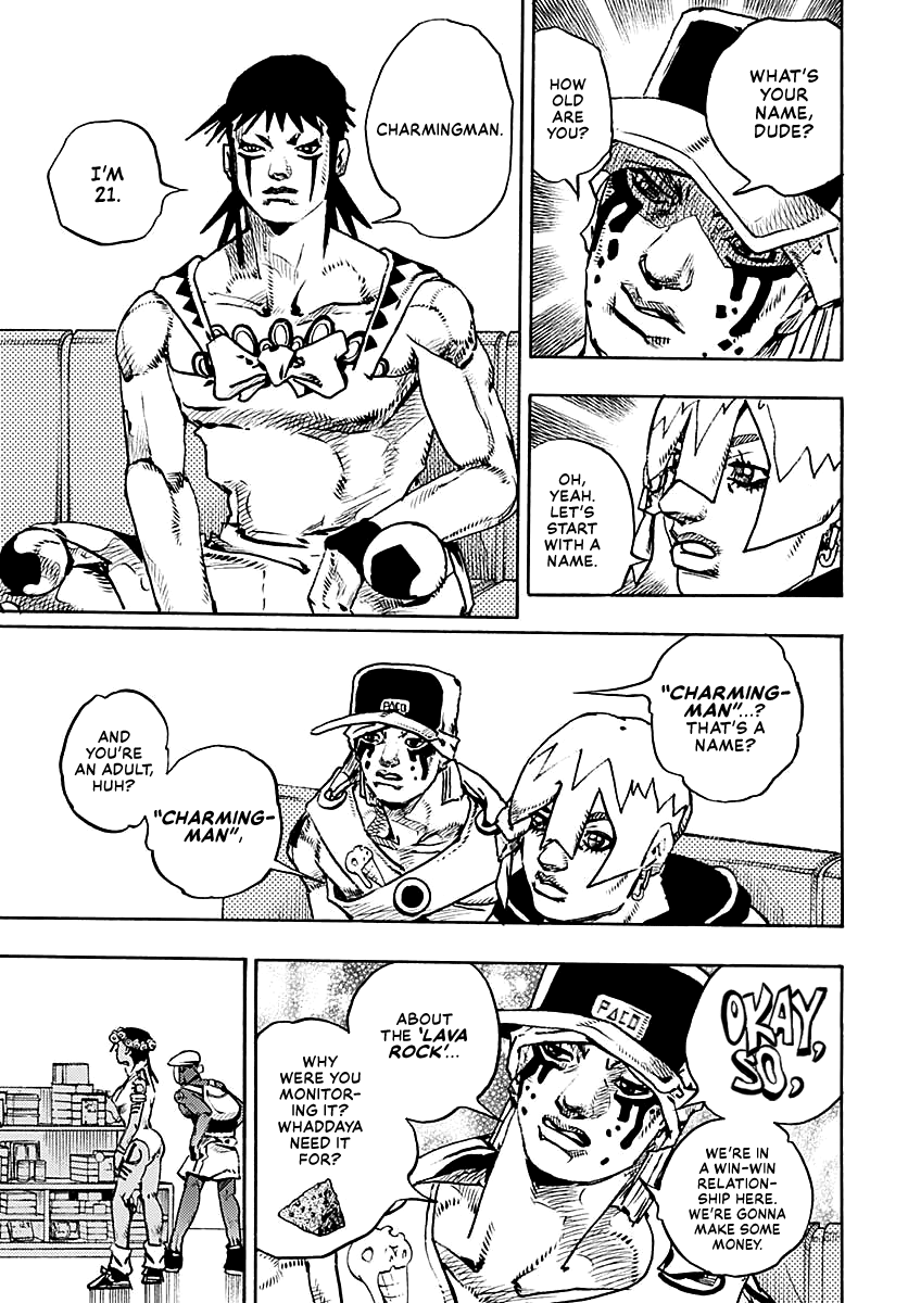 JoJo's Bizarre Adventure Part 9 - The JOJOLands Chapter 12 page 12 - Chapter 12: His Name Is "Charmingman"