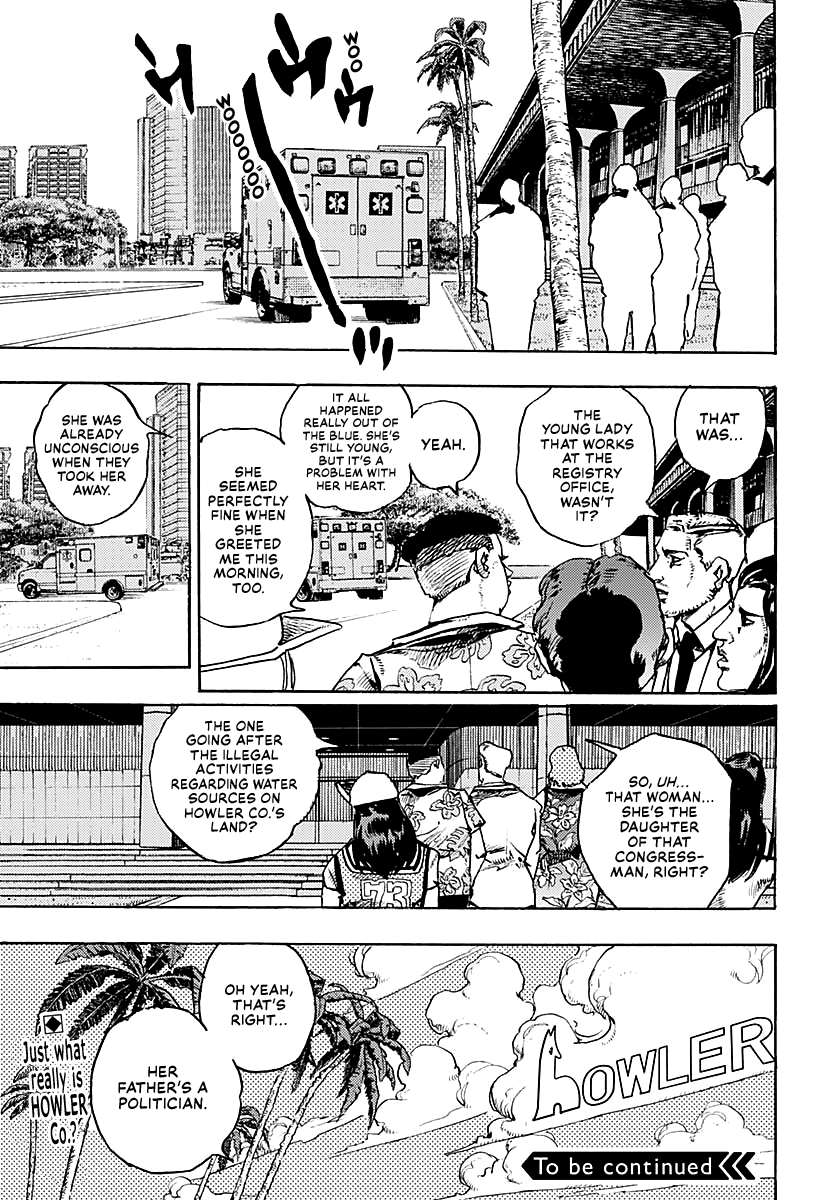JoJo's Bizarre Adventure Part 9 - The JOJOLands Chapter 15 page 34 - Chapter 15: Bigmouth Strikes Again