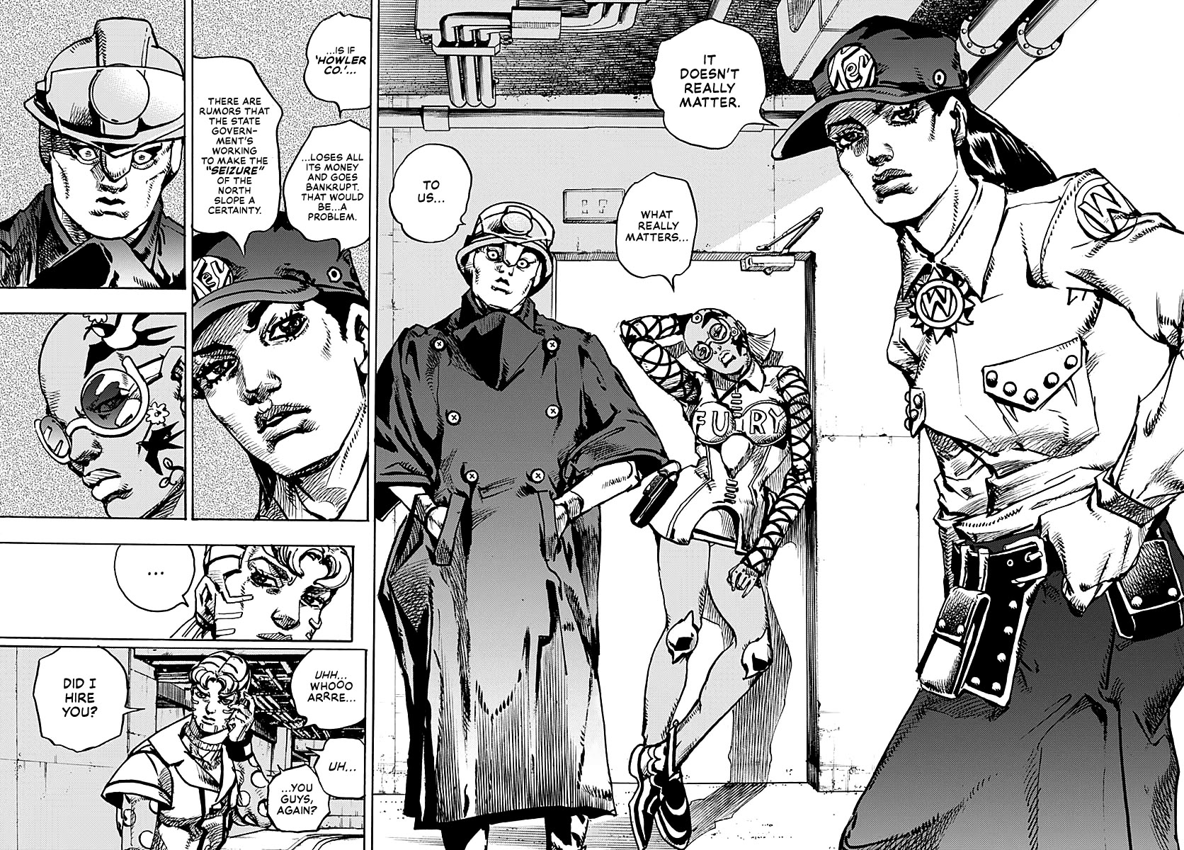 JoJo's Bizarre Adventure Part 9 - The JOJOLands Chapter 21 page 28 - Chapter 21: Howler Co. Impropriety Suspicions