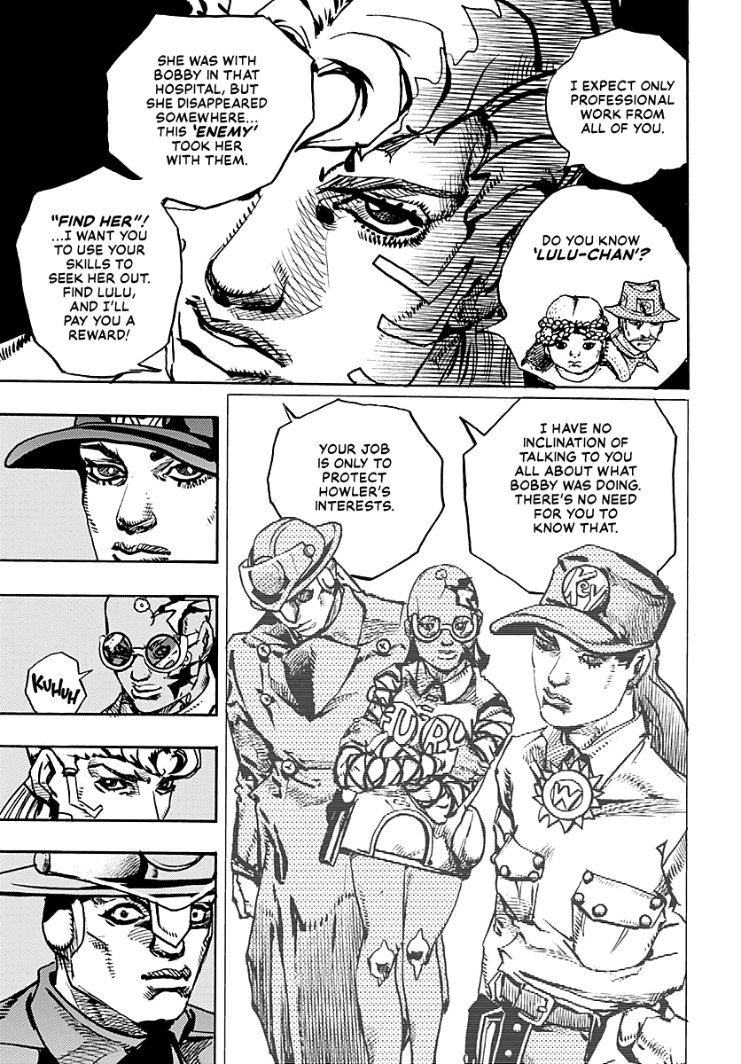 JoJo's Bizarre Adventure Part 9 - The JOJOLands Chapter 21 page 32 - Chapter 21: Howler Co. Impropriety Suspicions