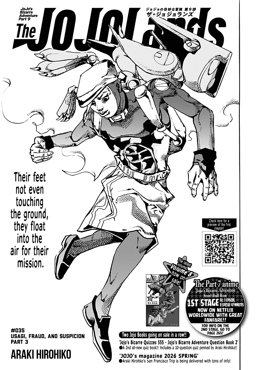 JoJo's Bizarre Adventure Part 9 - The JOJOLands Chapter 35 page 1 - Chapter 35: Usagi, Fraud, and Suspicion Part 3