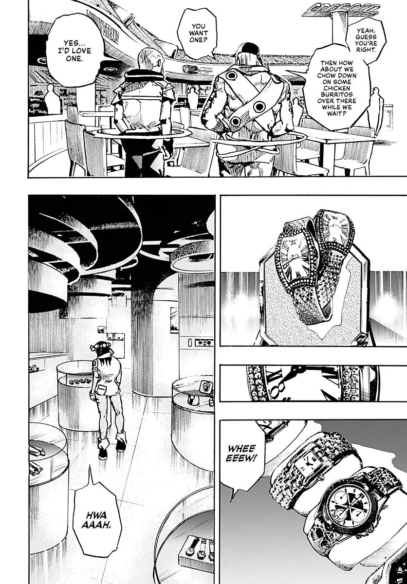JoJo's Bizarre Adventure Part 9 - The JOJOLands Chapter 8 page 20 - Chapter 8: Let's Go Look at Luxury Watches