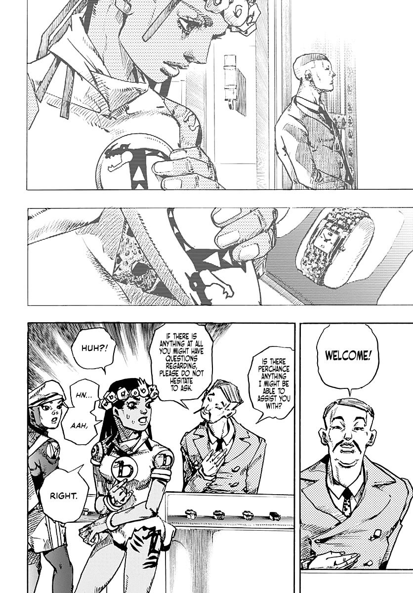 JoJo's Bizarre Adventure Part 9 - The JOJOLands Chapter 8 page 22 - Chapter 8: Let's Go Look at Luxury Watches