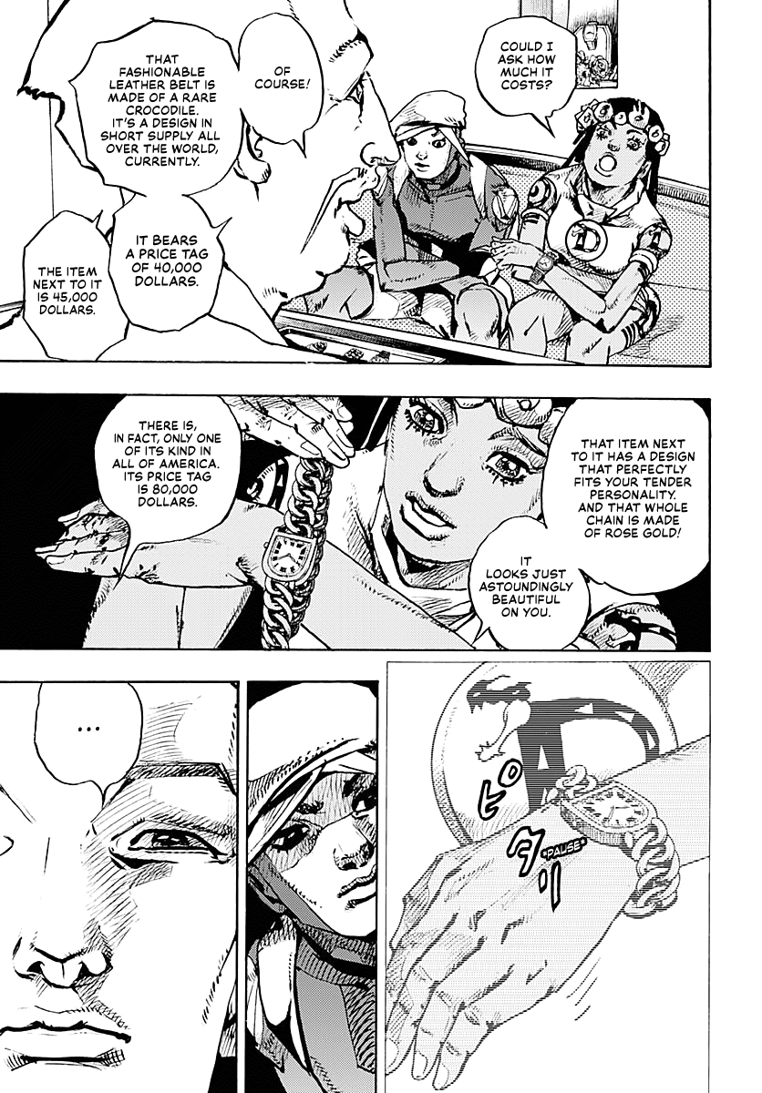 JoJo's Bizarre Adventure Part 9 - The JOJOLands Chapter 8 page 27 - Chapter 8: Let's Go Look at Luxury Watches