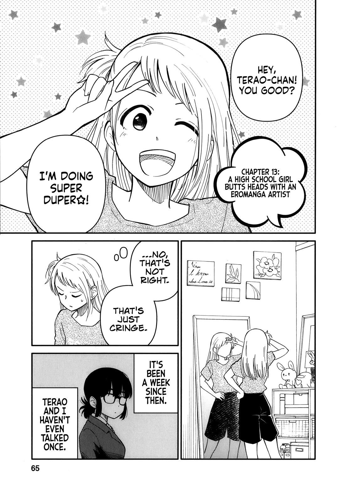 Joshi-man Chapter 13 page 1 - Chapter 13: A Highschool Girl Butts Heads With an Eromanga Artist.
