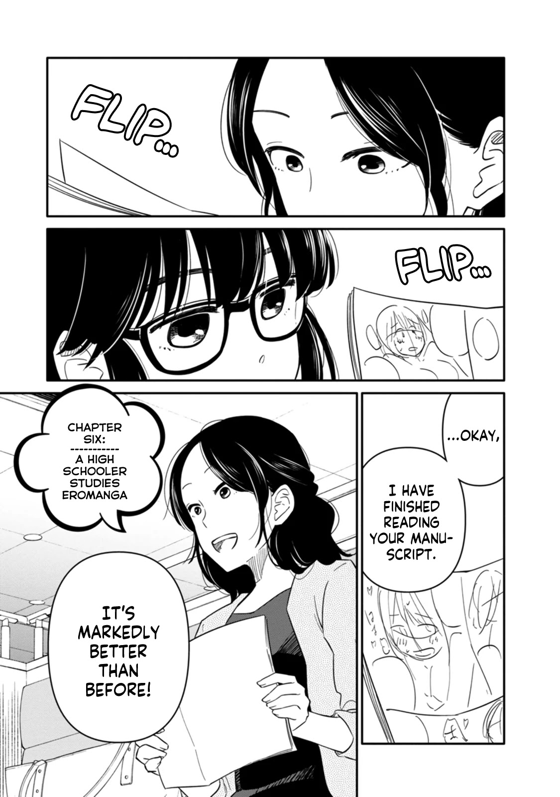 Joshi-man Chapter 6 page 1 - Chapter 6: A High School Girl Studies Eromanga