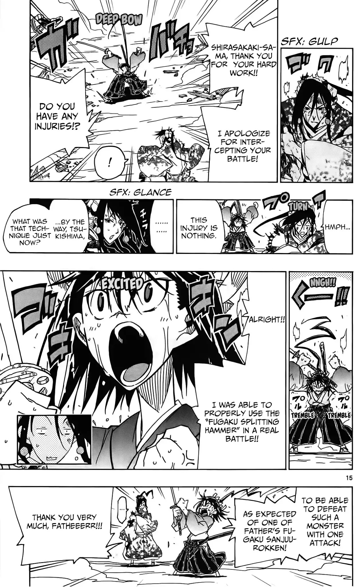 Joujuu Senjin!! Mushibugyo Chapter 63 page 15 - Chapter 63: Fugaku Splitting Hammer