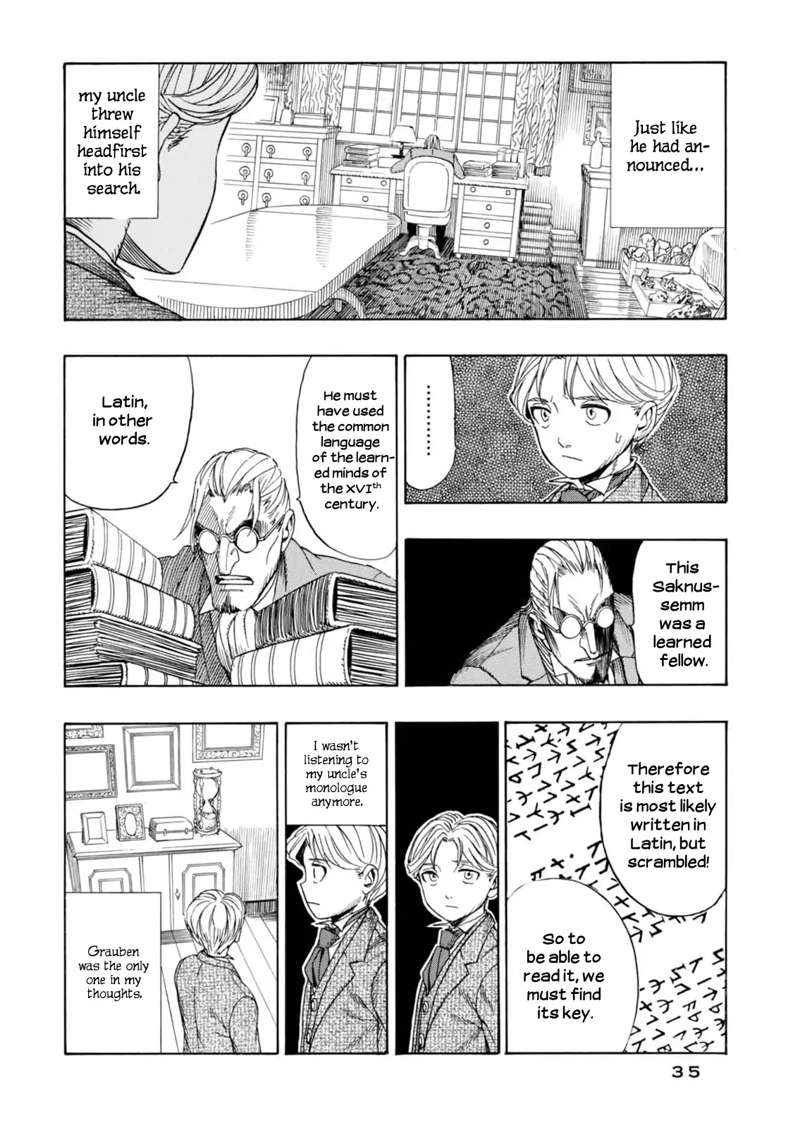 Journey to the Center of the Earth Chapter 1 page 36 - Chapter 1: Saknussemm's Cryptogram