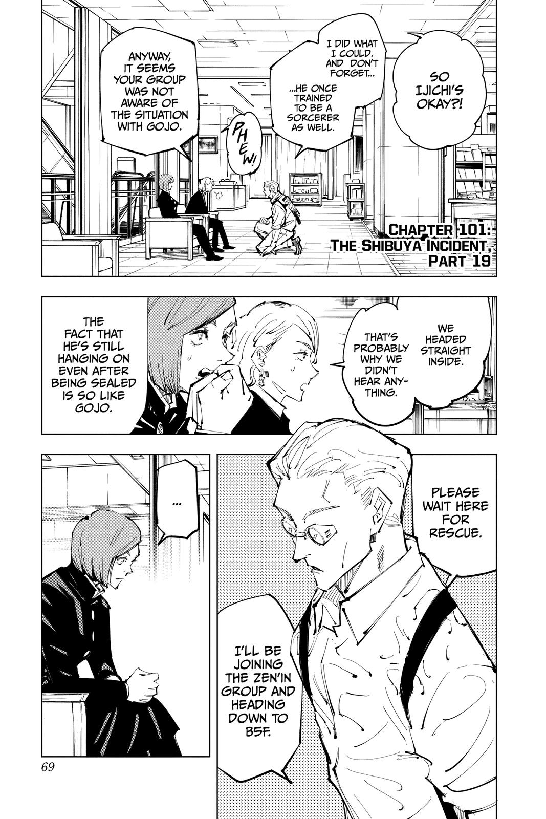 Jujutsu Kaisen Chapter 101 page 1 - Chapter 101: The Shibuya Incident, Part 19